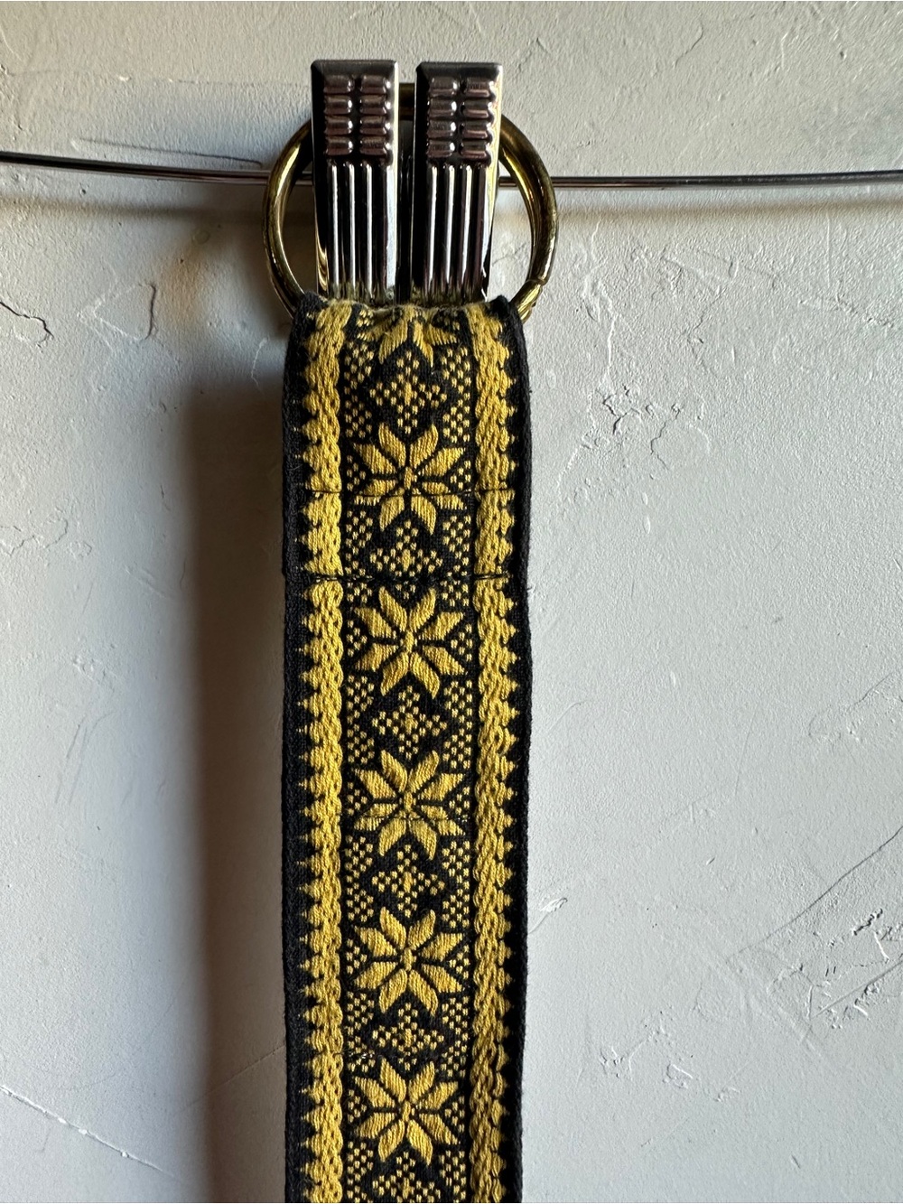 Black Mustard Woven Floral Belt Boho Folk Festival Earthy Natural Fairy 39” Long